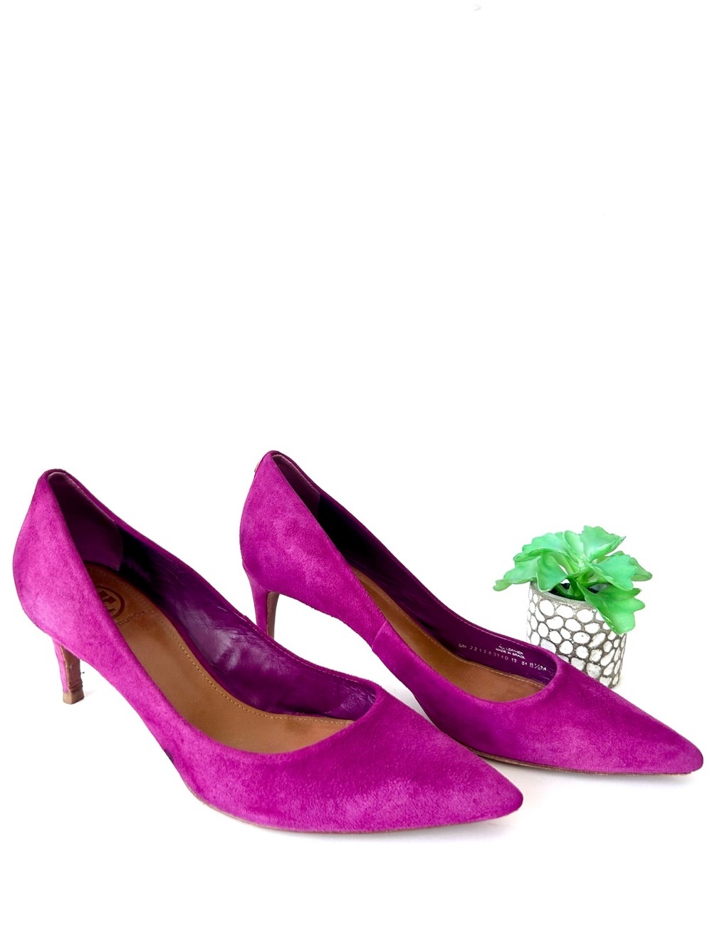 Tory Burch Purple Suede High Heel Pumps Size 8.5 - Picture 2 of 10